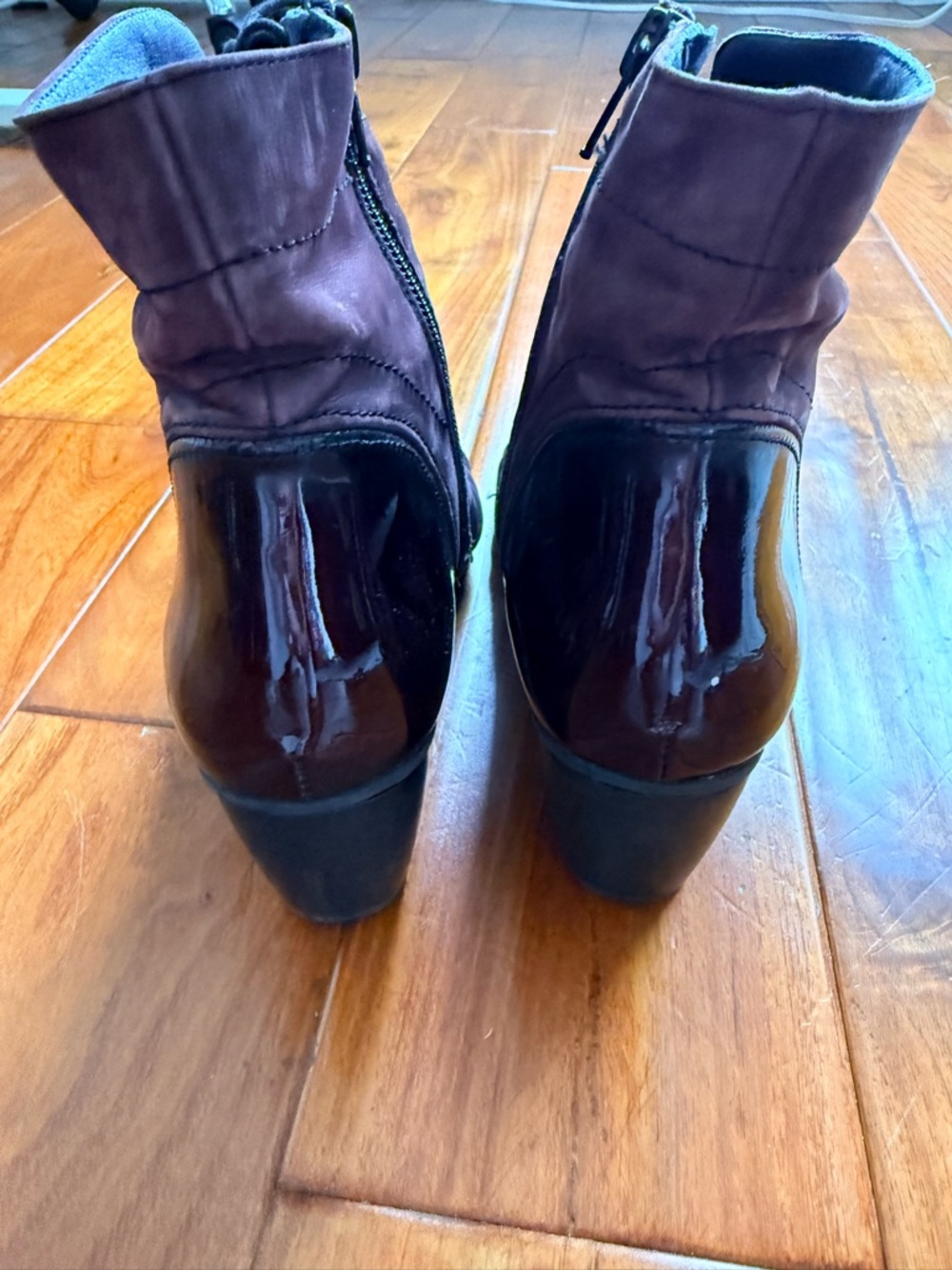 Lace-Up Ankle Boots in Dark Burgundy - Picture 3 of 7